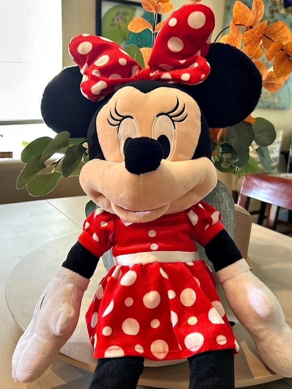 Disney Minnie Mouse Red Polka Dot Dress Plush Red & Black